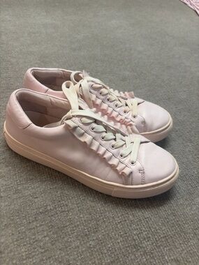 Tory Sport by Tory Burch Pink Ruffle Sneakers Leather Lace Up Women’s Size 8